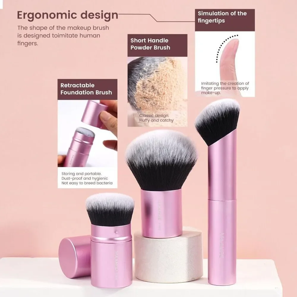 Maange 20 Pcs Pink Double-End Multi-functional Makeup Brushes With Gift Box